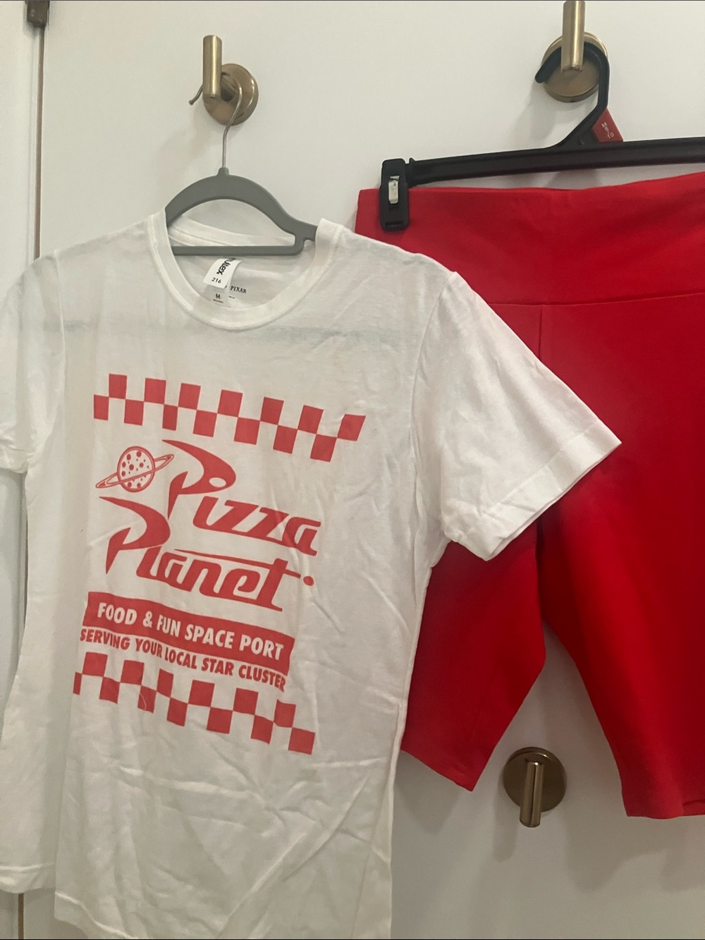 Disney White Tee with Red Pizza Planet Graphic